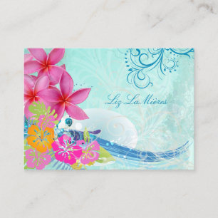 Carte De Visite Pix-Dezines HULA WAVES/PLUMERIA/HIBISCUS