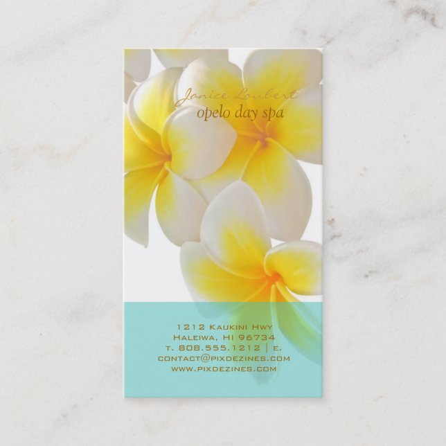 Carte De Visite Pix-Dezines Plumeria d'Hawaï (Devant)