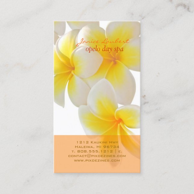 Carte De Visite Pix-Dezines Plumeria d'Hawaï (Devant)