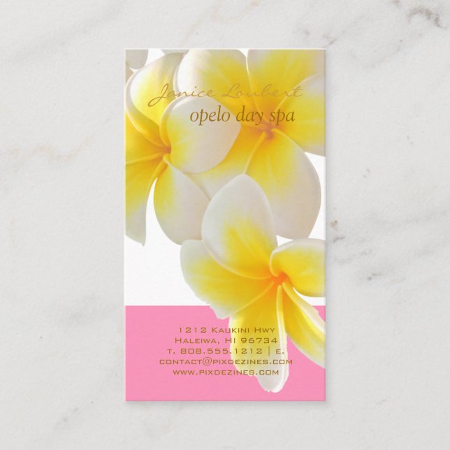 Carte De Visite Pix-Dezines Plumeria d'Hawaï (Devant)