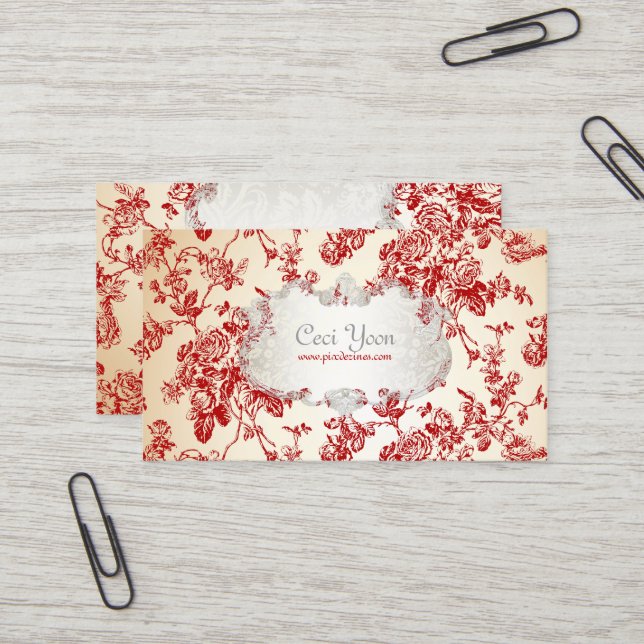 Carte De Visite Pix-Dezinves toile/roses rouges/arrière - plan DO- (Devant/Arrière en situation)