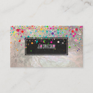 Carte De Visite PixDezines a brillé/arc-en-ciel/argent de faux