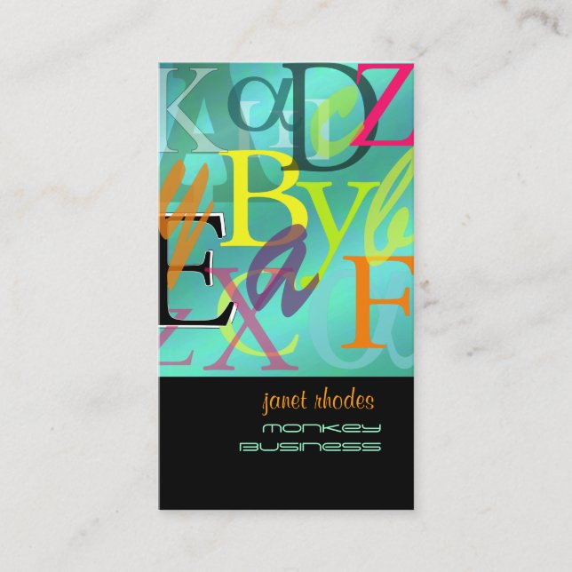 Carte De Visite PixDezines ABC, grec Alpha/DIYfonts+arrière - plan (Devant)