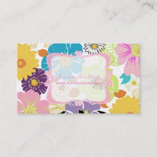 Carte De Visite PixDezines alegre rétro fleurs tropicales/do-it-yo