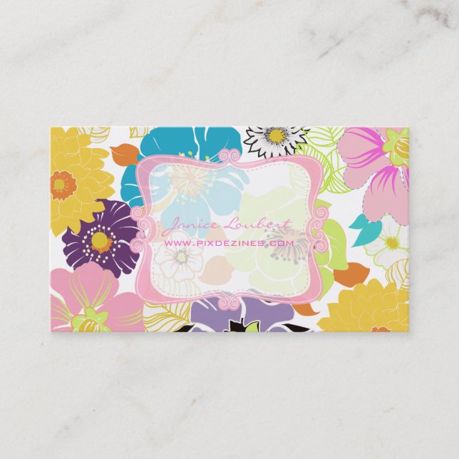 Carte De Visite PixDezines alegre rétro fleurs tropicales/do-it-yo (Devant)