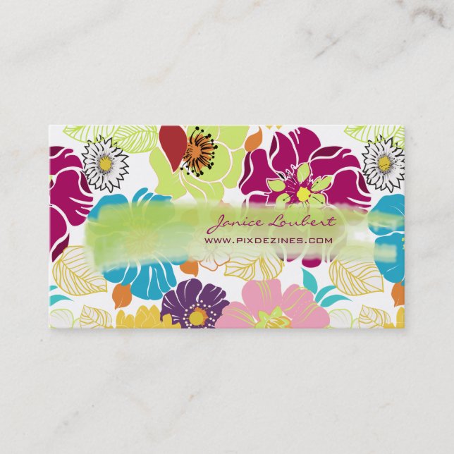 Carte De Visite PixDezines alegre rétro fleurs tropicales/do-it-yo (Devant)