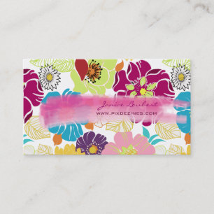 Carte De Visite PixDezines alegre rétro fleurs tropicales/do-it-yo