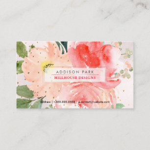Carte De Visite PixDezines Aquarelle Blush Peonies Or Dust Busi