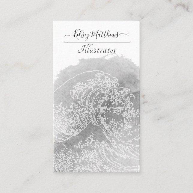 Carte De Visite PixDezines Aquarelle La Grande Vague, Hokusai (Devant)