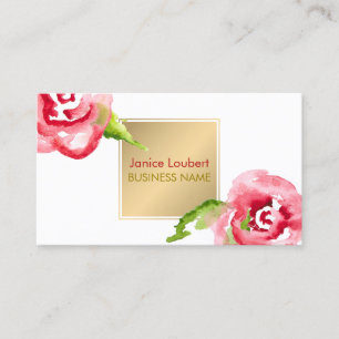 Carte De Visite PixDezines Aquarelle Roses/Faux Gold