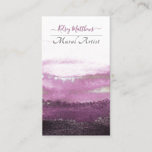 Carte De Visite PixDezines Aquarelle Vagues Modernes, Bergundy+Sil