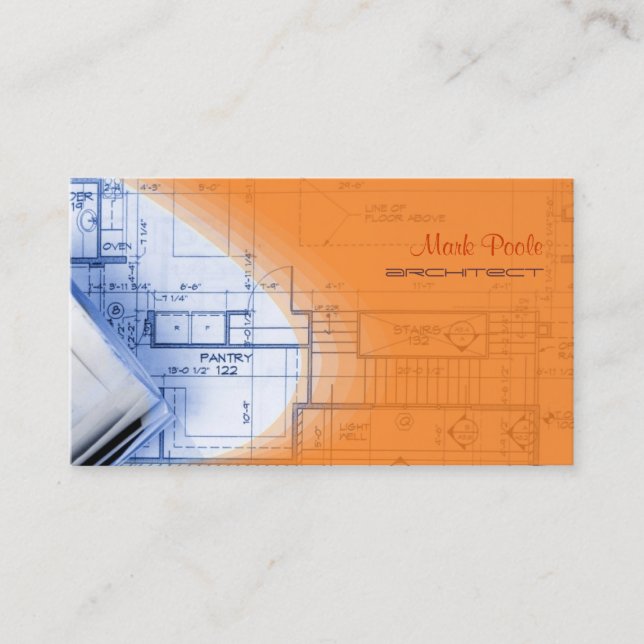 Carte De Visite PixDezines Architect Orange Electrique (Devant)
