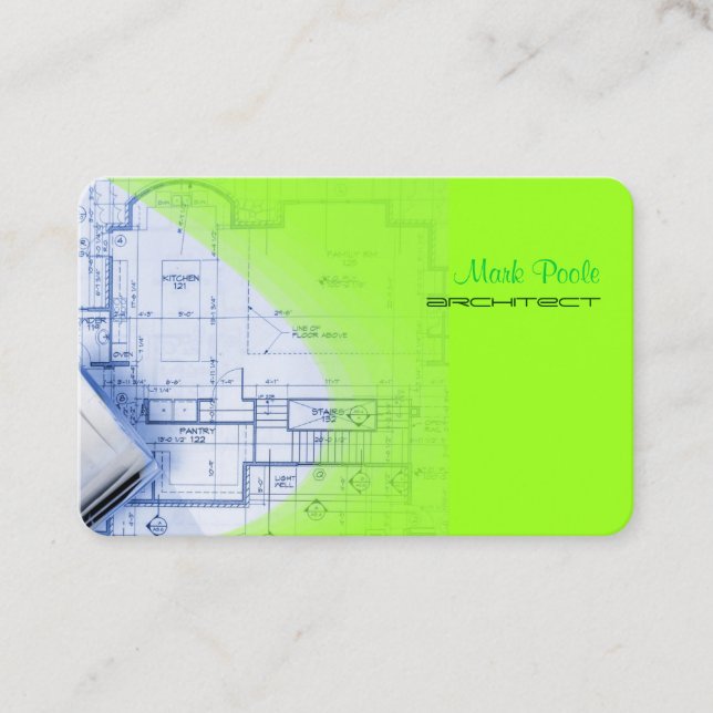Carte De Visite PixDezines architecte branché Electric Green (Devant)