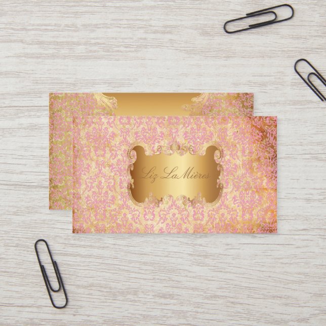 Carte De Visite PixDezines arianna damask/faux parchemin (Devant/Arrière en situation)