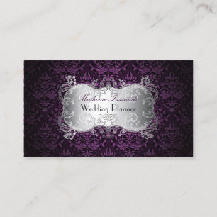 Carte De Visite PixDezines bijoux damask faux argent/prune