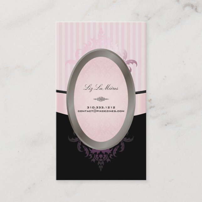 Carte De Visite PixDezines Black, Pink, White, bandes réglables (Devant)