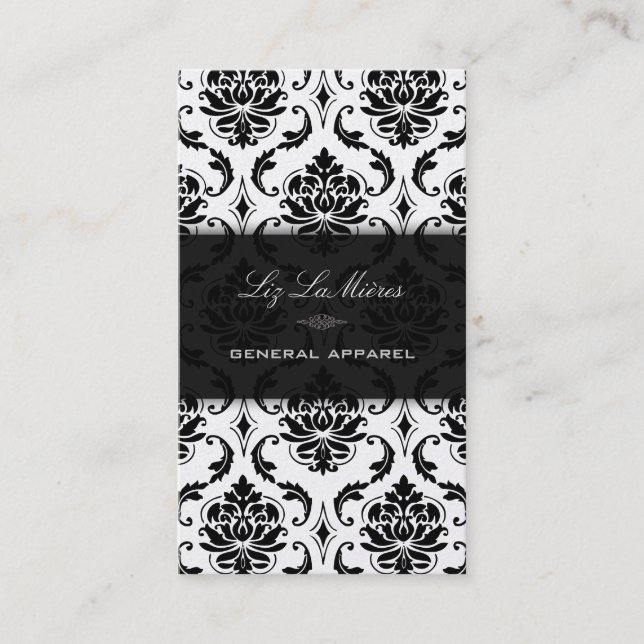 Carte De Visite PixDezines Black Vendome Vintage Damask (Devant)