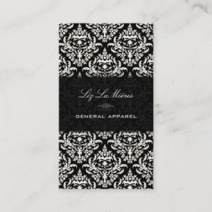 Carte De Visite PixDezines Black+White Céline Damask Vintage