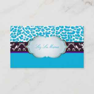 Carte De Visite PixDezines bleu cheetah/DO-IT-YOURSELF couleur arr