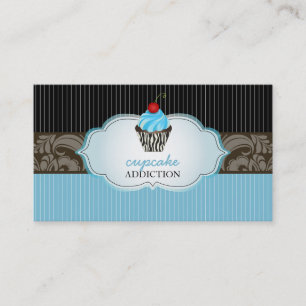 Carte De Visite PixDezines bluebery cupcake+pinstripes