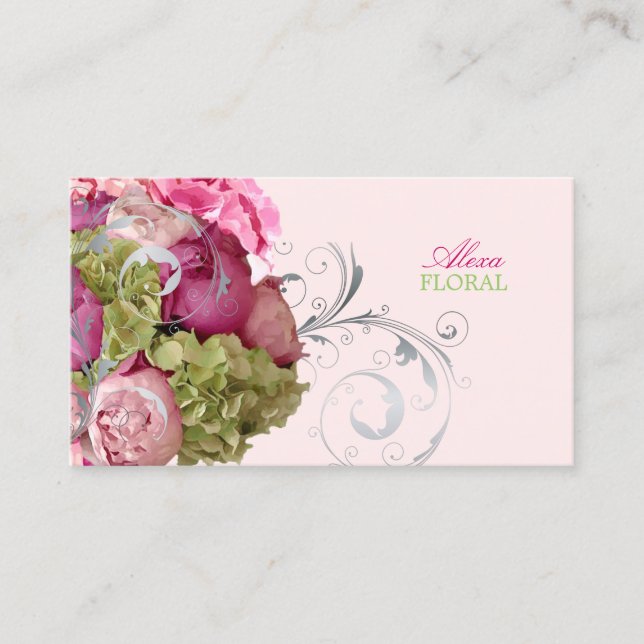 Carte De Visite PixDezines, bouquet de pivoines, fleuristes/do-it- (Devant)