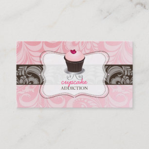 Carte De Visite PixDezines coeur rose cupcake+damask