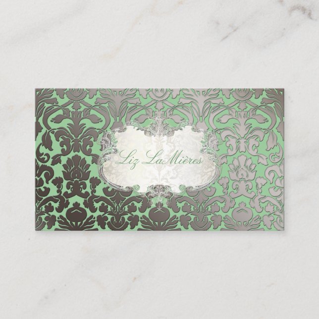 Carte De Visite PixDezines couleur de la flore damas/faux platine/ (Devant)