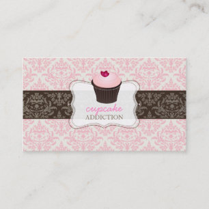 Carte De Visite PixDezines cupcake de coeur rose+damas de céline