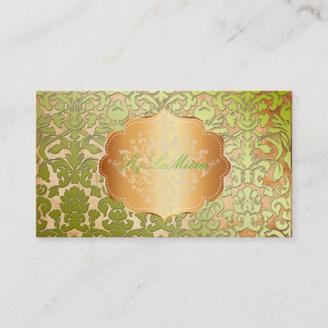 Carte De Visite PixDezines damas de la flore verte/faux parchemin (Devant)