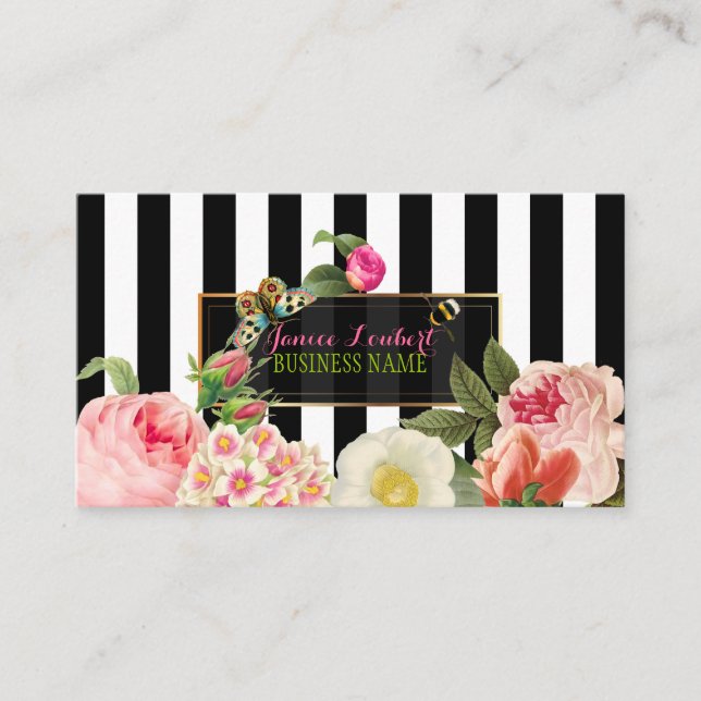 Carte De Visite PixDezines DO-IT-YOURSELF couleur/rayures primrose (Devant)
