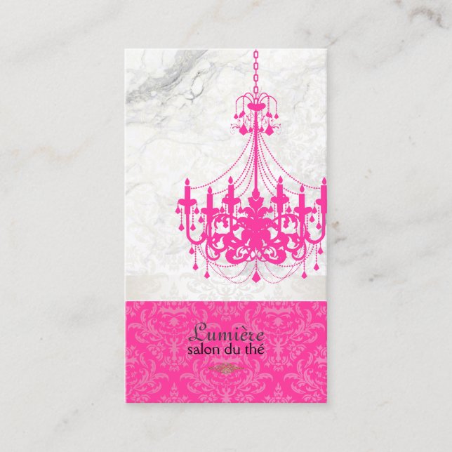 Carte De Visite PixDezines élégant lustre rose chaud+marbre (Devant)
