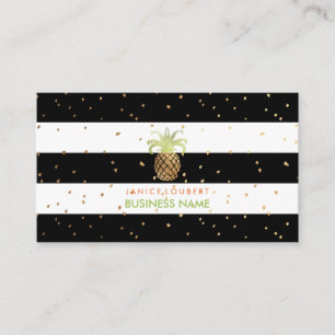 Carte De Visite PixDezines Faux Ananas Or/Bandes B+W