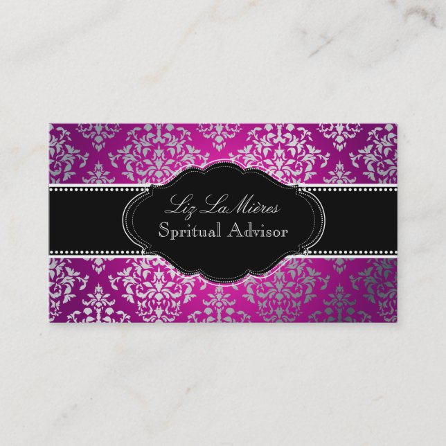 Carte De Visite PixDezines Faux Argent Joséphine Damask/do-it-your (Devant)