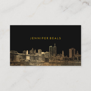 Carte De Visite PixDezines Faux Gold NYC Skyline/arrière - plan DO