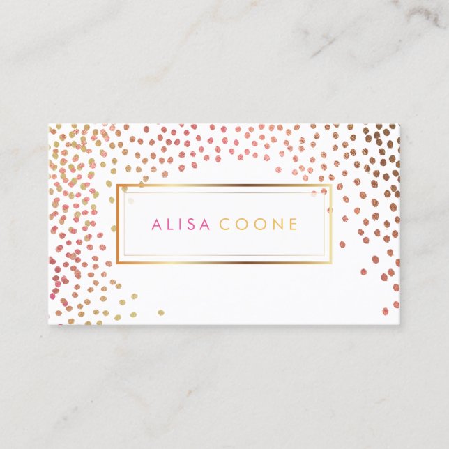 Carte De Visite PixDezines faux or+roses arômes / confettis (Devant)