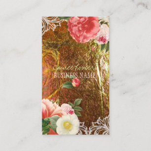 Carte De Visite PixDezines feuilles d'or+pivoines vintages