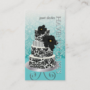 Carte De Visite PixDezines gâteau noir+blanc damassé/pâtisserie