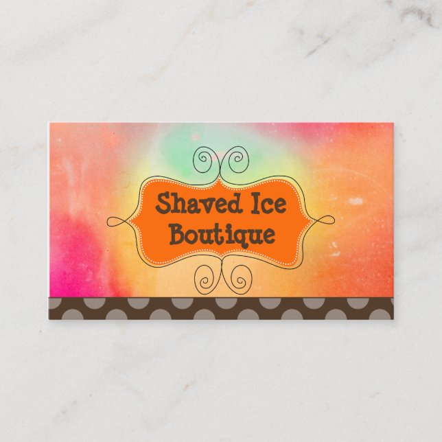 Carte De Visite PixDezines Glace rasée arc-en-ciel + Pois (Devant)
