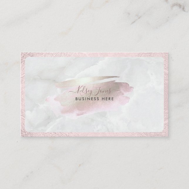 Carte De Visite PixDezines Glam rose+Argent | Blush+Marbre (Devant)