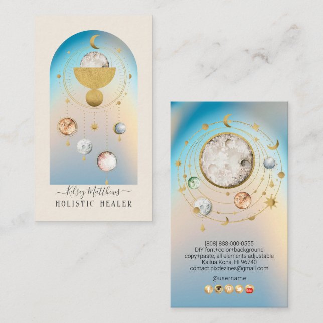 Carte De Visite PixDezines H2 Celestial Works Faux Gold (Devant / Derrière)