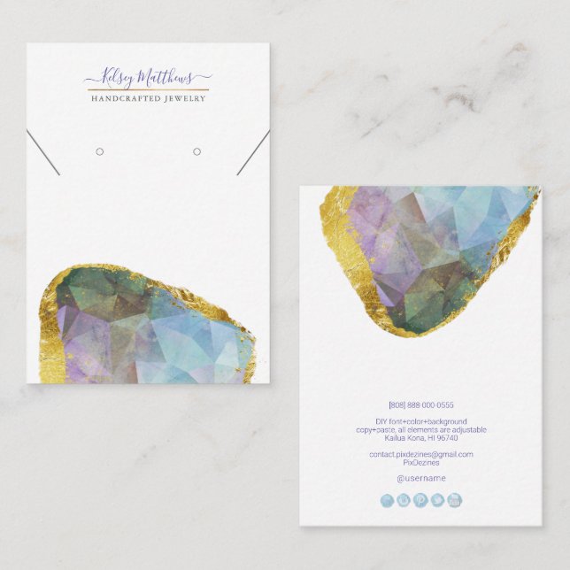 Carte De Visite PixDezines H2 Quartz Crystal Ombre Blue Purple Bus (Devant / Derrière)