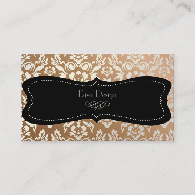 Carte De Visite PixDezines Haute Coutour Damask, Faux Pearl (Devant)