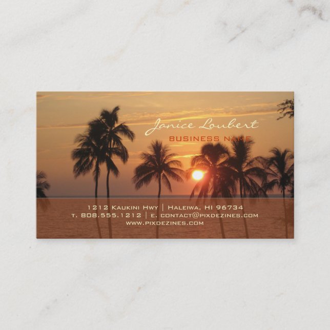 Carte De Visite PixDezines Hawaiian Beach Sunset (Devant)