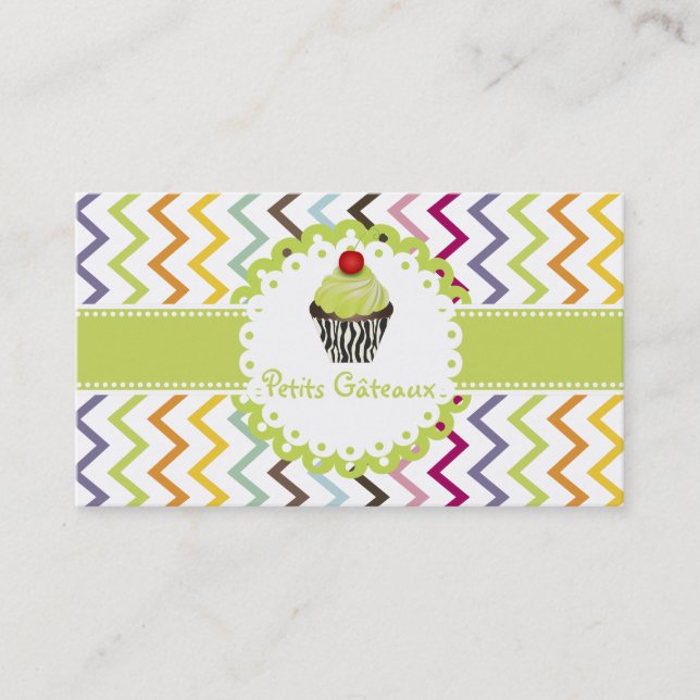 Carte De Visite PixDezines keylime tourne cupcake+chevron (Devant)