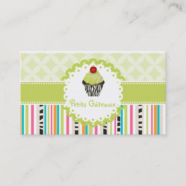 Carte De Visite PixDezines keylime tourne cupcake+stripes (Devant)