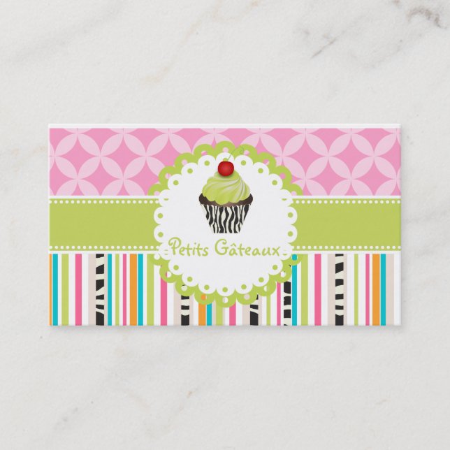 Carte De Visite PixDezines keylime tourne cupcake+stripes (Devant)