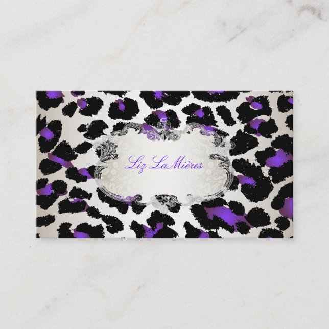 Carte De Visite PixDezines léopard/champagne violet électrique (Devant)