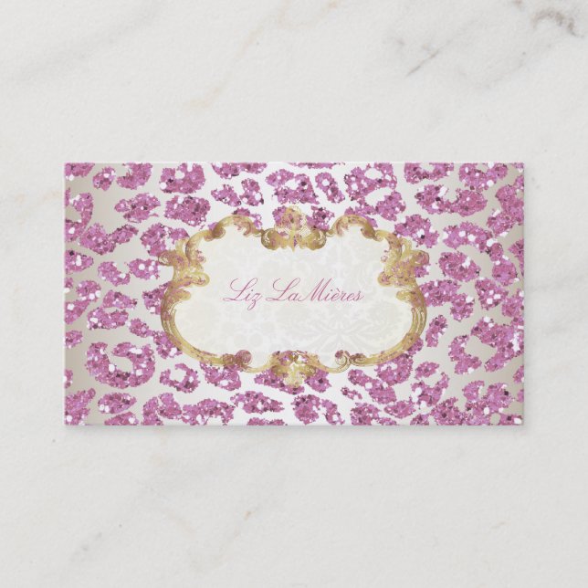 Carte De Visite PixDezines léopard rose/champagne (Devant)