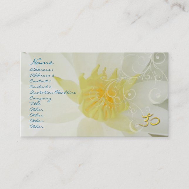 Carte De Visite PixDezines lotus blancs/nénuphars + tourbillons de (Devant)