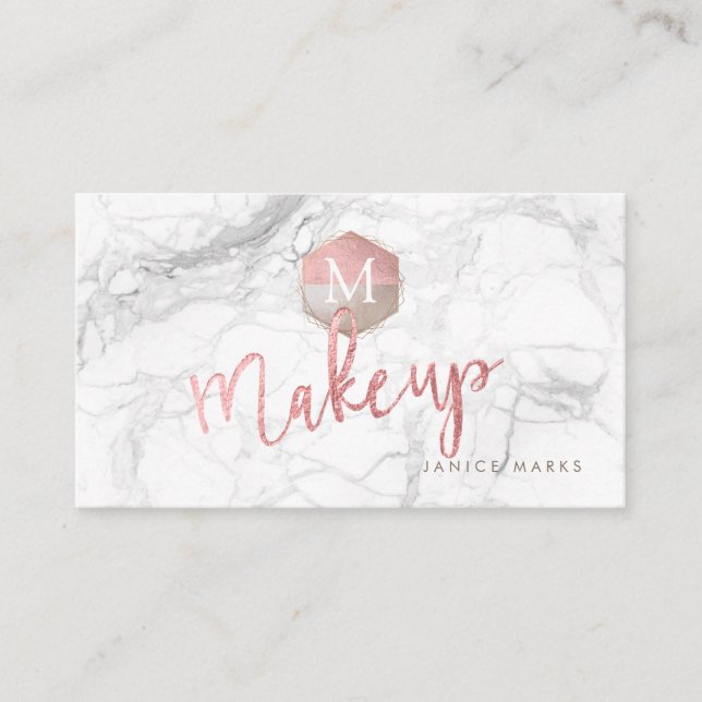 CARTE DE VISITE PIXDEZINES MAKE-UP ARTISTE MARBLE FAUX ROSE OR (Devant)